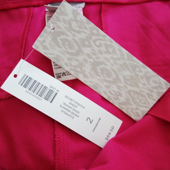 Chicos Secret Stretch Bermuda Shorts Berry Pink (Sz 12 Chico 2) NWT! - Picture 8 of 9